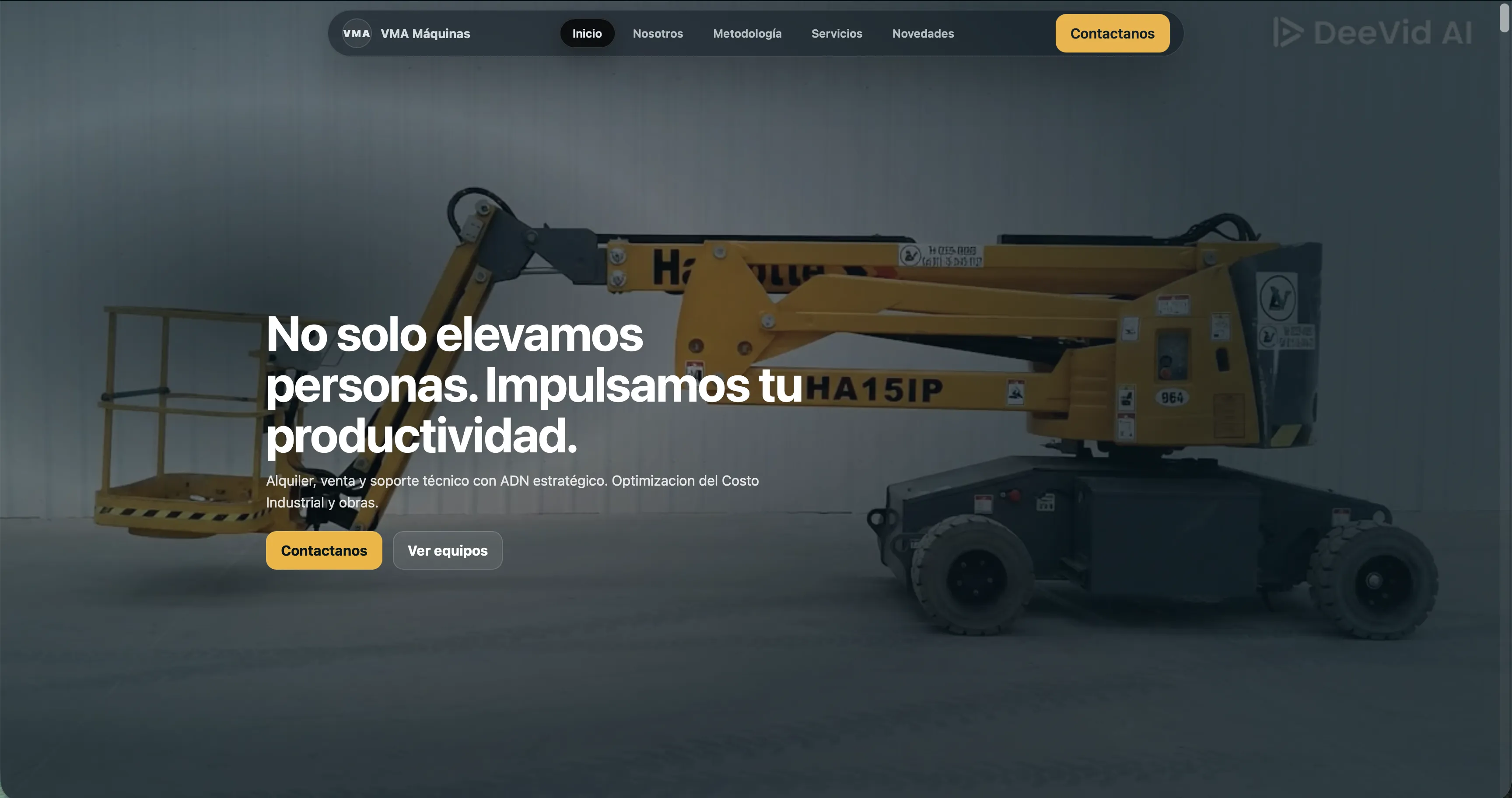 Proyecto web de Maquinaria industrial VMA rental srl